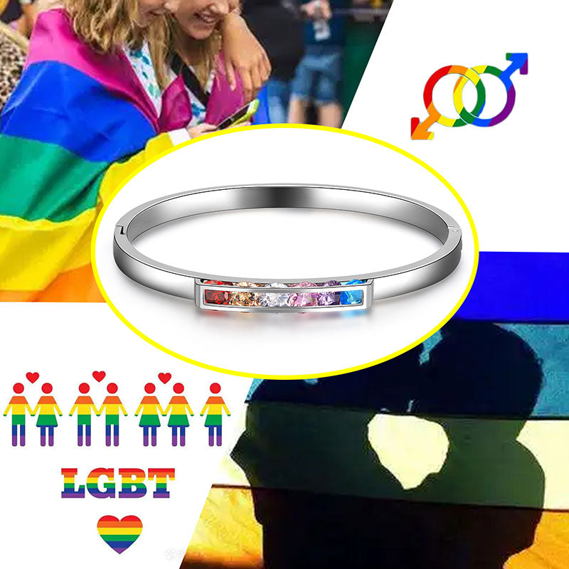 LGBT Rainbow Women Bangles Bracelet Cuff Stainless Steel - Bracelet - Aurora Tears