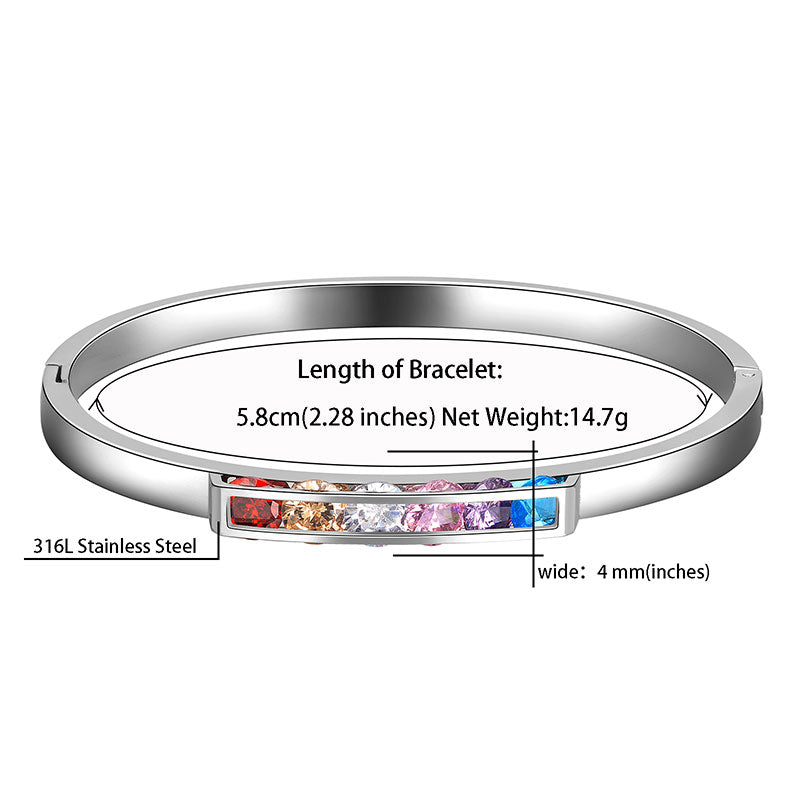 LGBT Rainbow Women Bangles Bracelet Cuff Stainless Steel - Bracelet - Aurora Tears