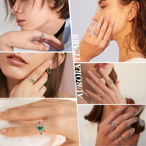 Gemini Ring May Emerald Birthstone Zodiac - Rings - Aurora Tears