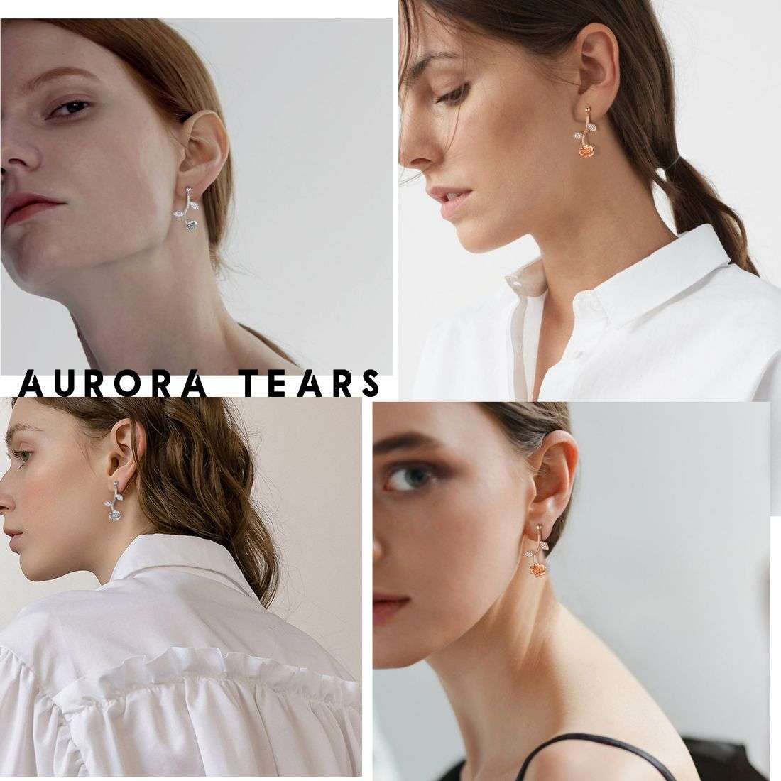 Rose Flower Drop Earrings 925 Sterling Silver Aurora Tears - Earrings - Aurora Tears Jewelry