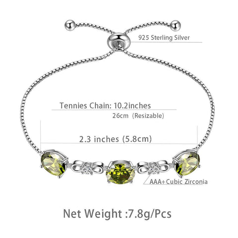 Round Birthstone August Peridot Bracelet Sterling Silver - Bracelet - Aurora Tears