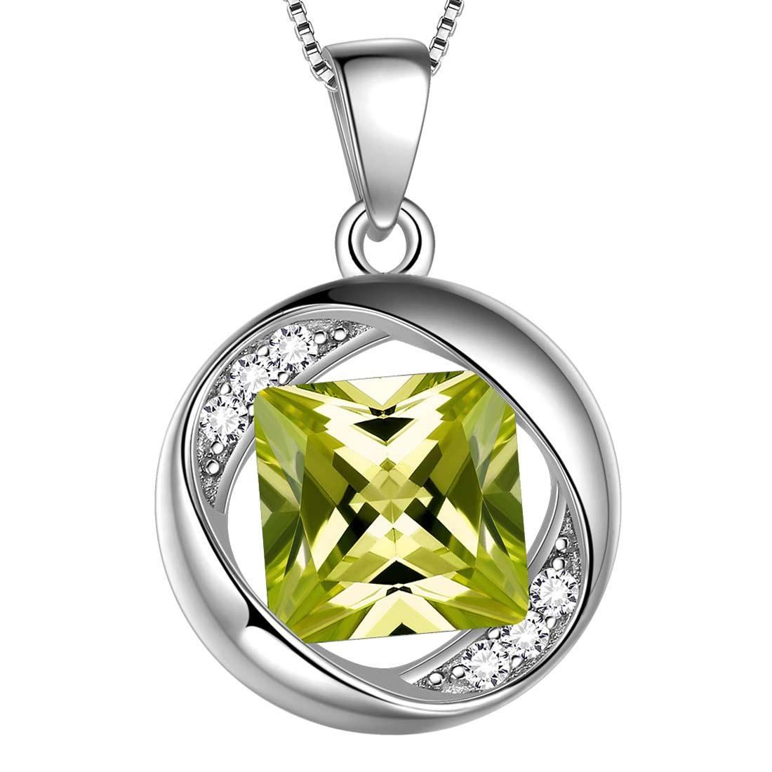 Round Birthstone August Peridot Necklace Pendant - Necklaces - Aurora Tears