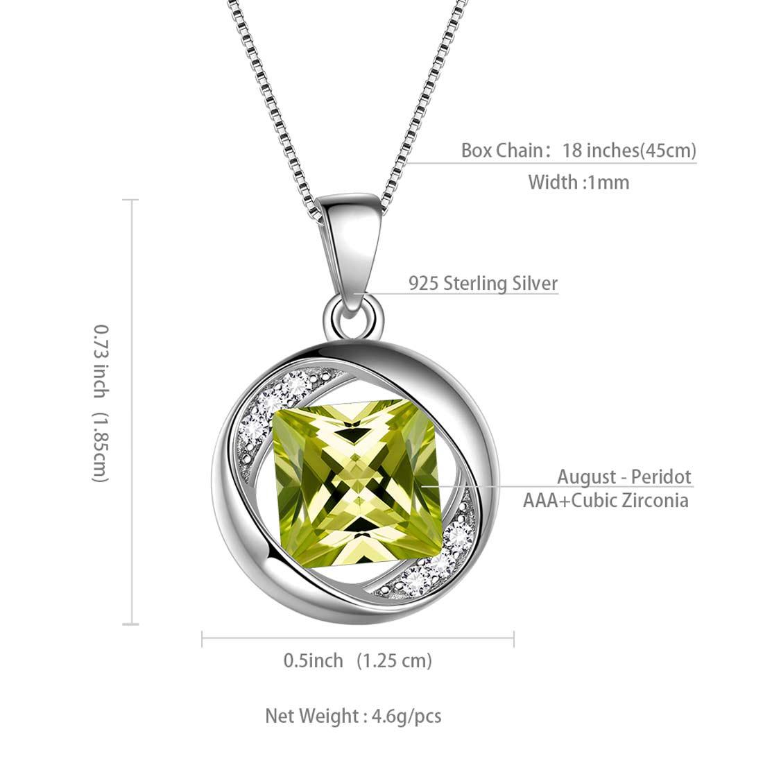 Round Birthstone August Peridot Necklace Pendant - Necklaces - Aurora Tears
