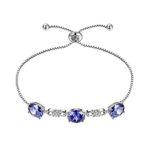 Round Birthstone December Tanzanite Bracelet Sterling Silver - Bracelet - Aurora Tears