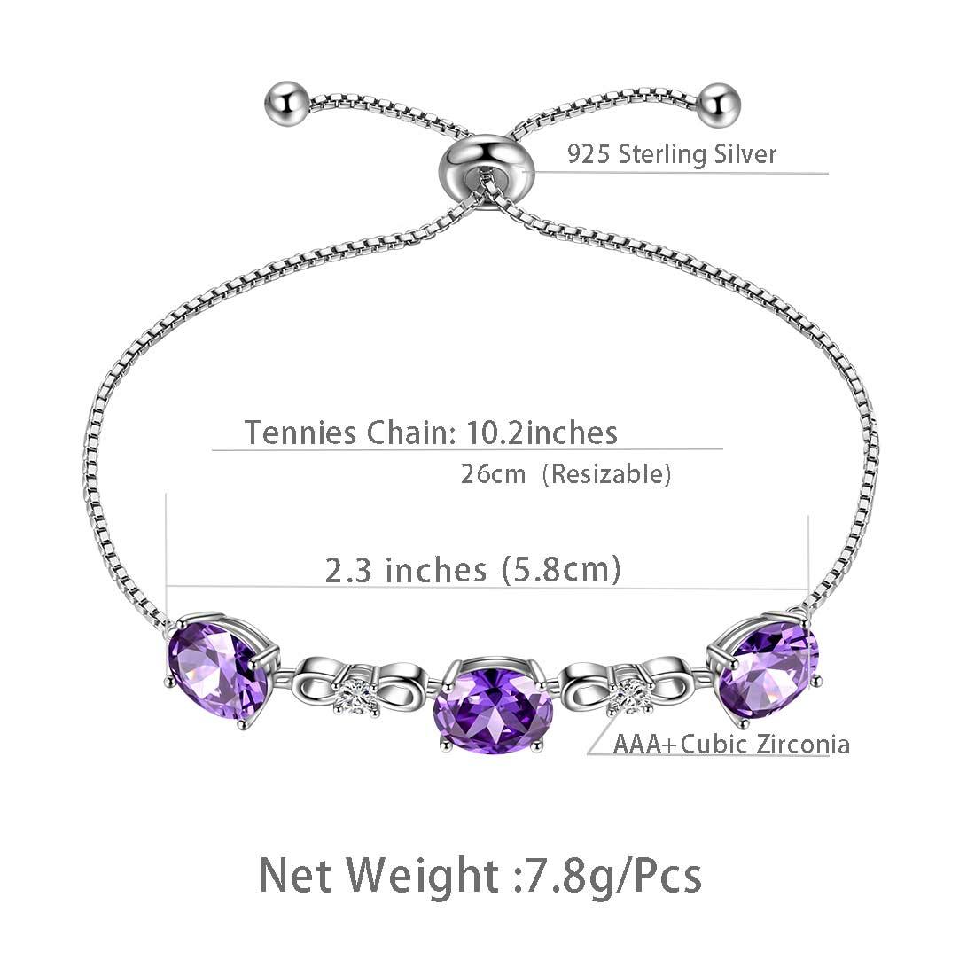 Round Birthstone February Amethyst Bracelet Sterling Silver - Bracelet - Aurora Tears