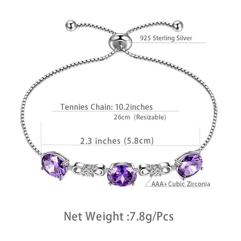 Round Birthstone February Amethyst Bracelet Sterling Silver - Bracelet - Aurora Tears