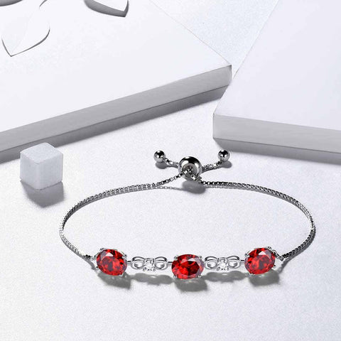 Round Birthstone January Garnet Bracelet Sterling Silver - Bracelet - Aurora Tears