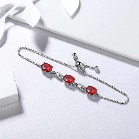Round Birthstone January Garnet Bracelet Sterling Silver - Bracelet - Aurora Tears