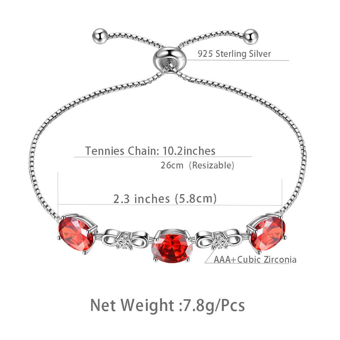 Round Birthstone January Garnet Bracelet Sterling Silver - Bracelet - Aurora Tears