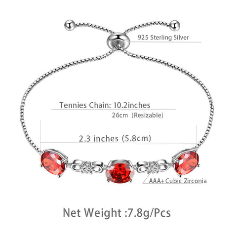 Round Birthstone January Garnet Bracelet Sterling Silver - Bracelet - Aurora Tears