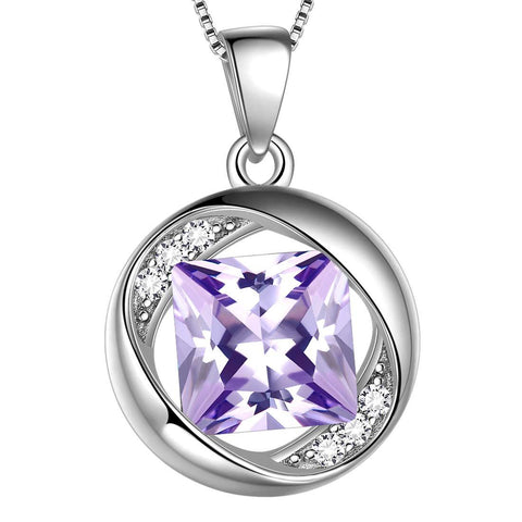 Round Birthstone June Alexandrite Necklace Pendant - Necklaces - Aurora Tears