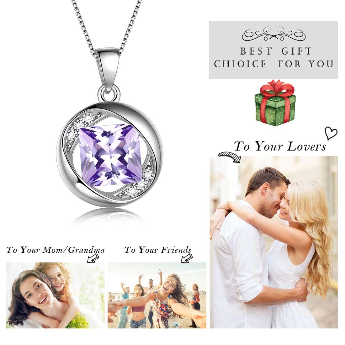 Round Birthstone June Alexandrite Necklace Pendant - Necklaces - Aurora Tears