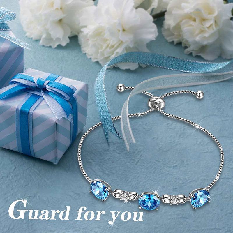 925 Sterling Silver Round Birthstone Bracelet Jewelry Gift Women Girls - Bracelet - Aurora Tears