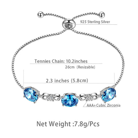 925 Sterling Silver Round Birthstone Bracelet Jewelry Gift Women Girls - Bracelet - Aurora Tears