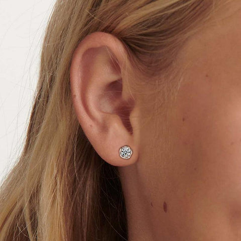 Round Moissanite Stud Earrings 925 Sterling Silver - Earrings - Aurora Tears