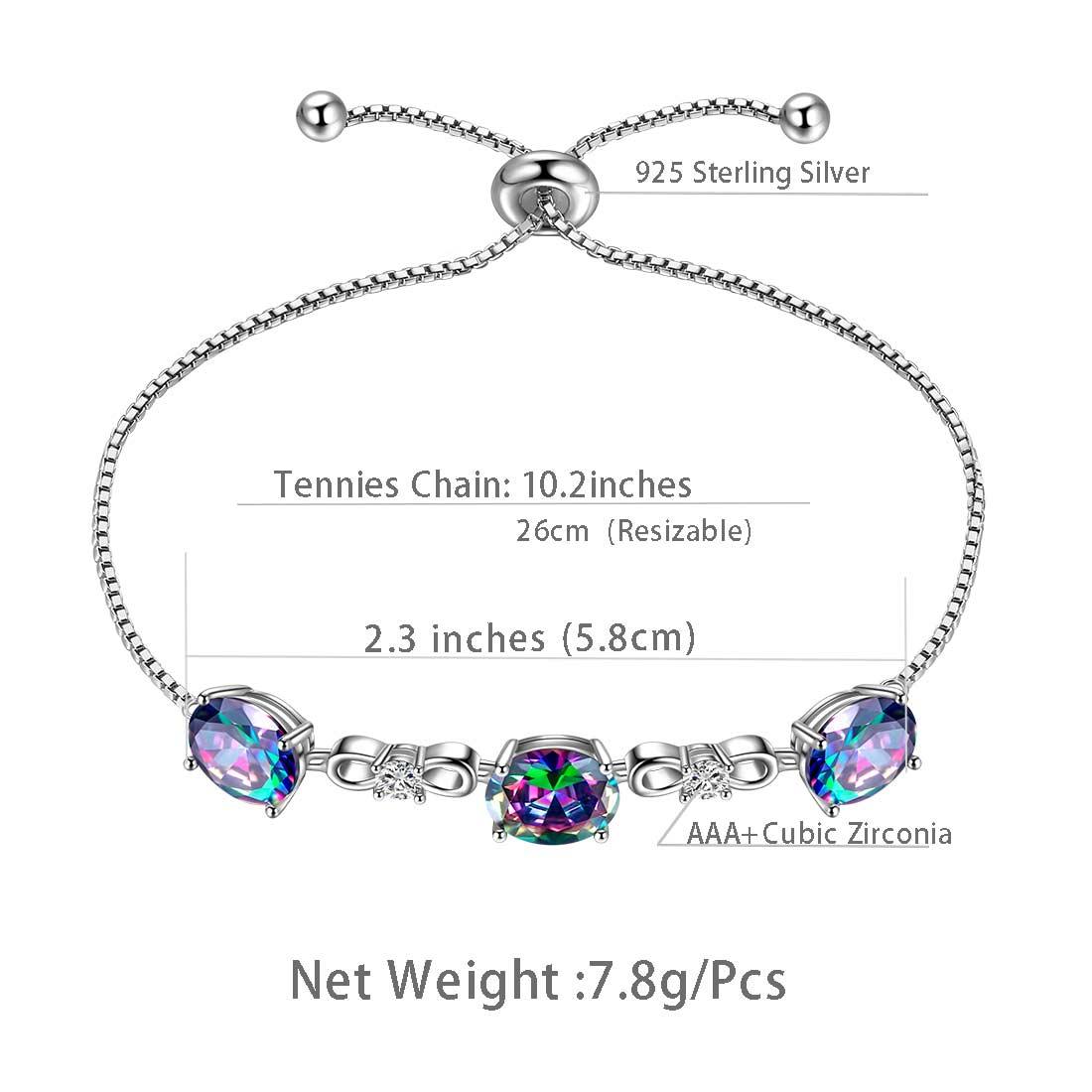 Round Mystic Rainbow Topaz Bracelet Sterling Silver - Bracelet - Aurora Tears