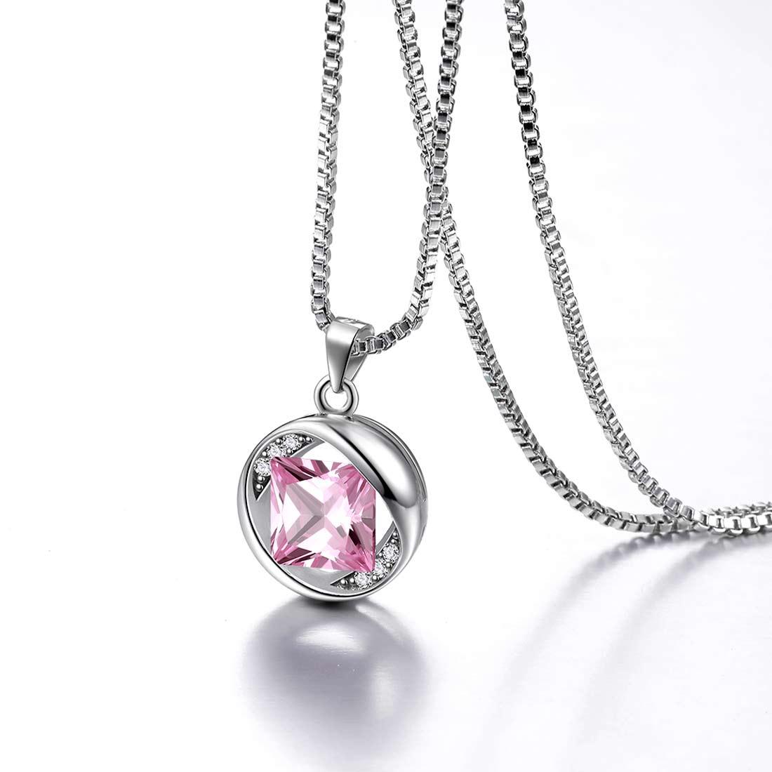 Round Birthstone October Tourmaline Necklace Pendant - Necklaces - Aurora Tears