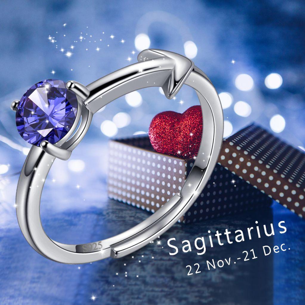 Sagittarius 925 Silver Zodiac Ring Sterling Silver Men 