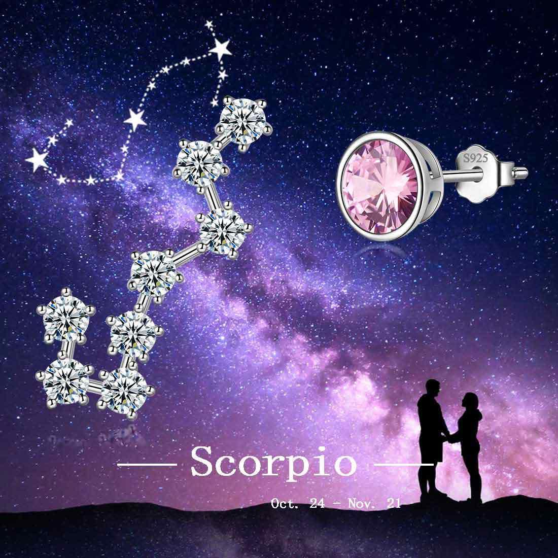 Scorpio Earrings October Birthstone Zodiac Studs - Earrings - Aurora Tears