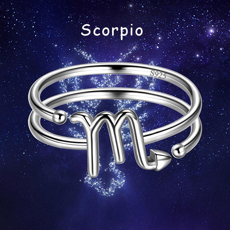 Signo Rings Anéis de Escorpião, Joias do Signo do Zodíaco, Mulheres, Meninas ...