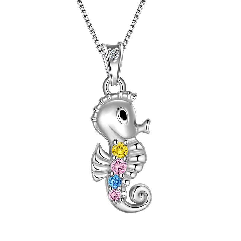 Seahorse Mini Animal Pendant Necklace 925 Sterling Silver - Necklaces - Aurora Tears