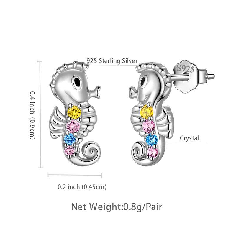 Seahorse Mini Animal Studs Earrings 925 Sterling Silver - Earrings - Aurora Tears