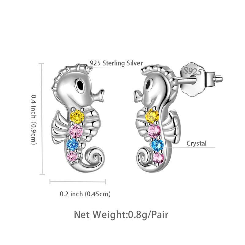 Seahorse Mini Animal Studs Earrings 925 Sterling Silver - Earrings - Aurora Tears
