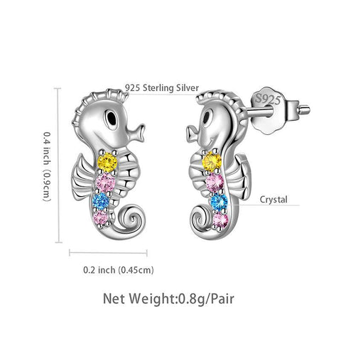 Seahorse Mini Animal Studs Earrings 925 Sterling Silver - Earrings - Aurora Tears