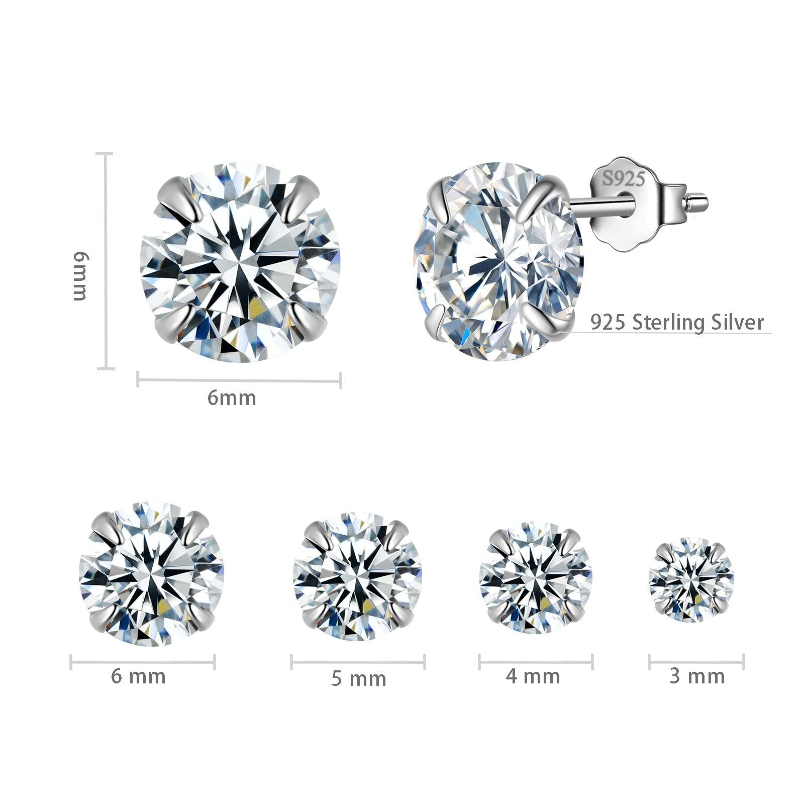 Tiny Round Solitaire Stud Earrings Set Cubic Zirconia - Earrings - Aurora Tears