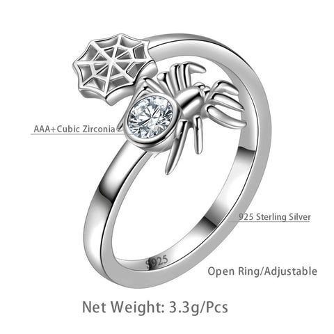 Spider Ring Halloween Party Costume Accessories 925 Sterling Silver - Rings - Aurora Tears Jewelry