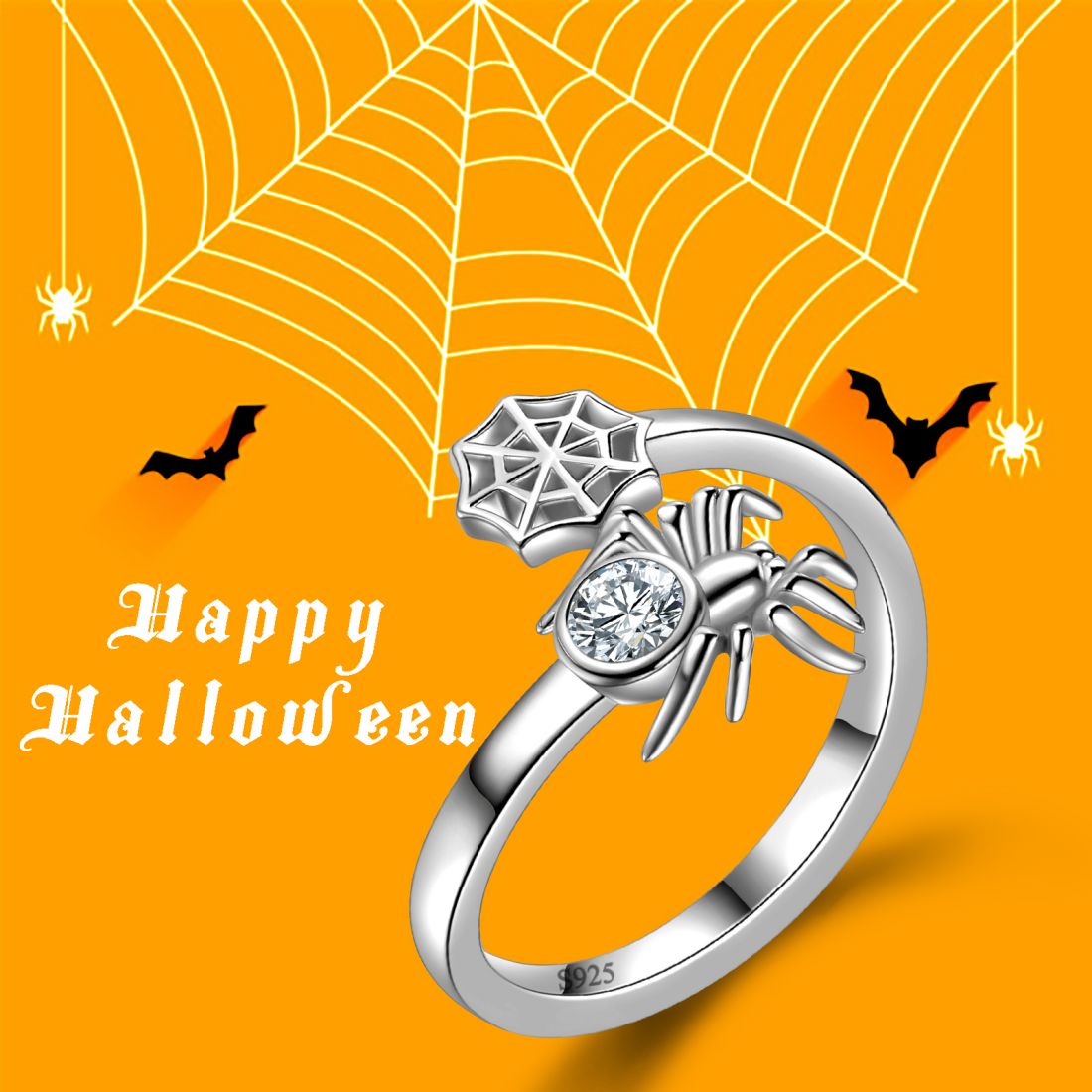 Spider Ring Halloween Party Costume Accessories 925 Sterling Silver - Rings - Aurora Tears Jewelry