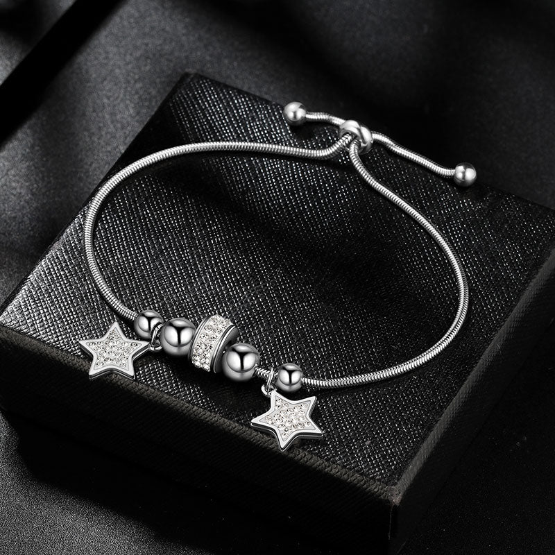 Stainless Steel Charm Bead Lucky Star Link Bracelets for Women - Bracelet - Aurora Tears
