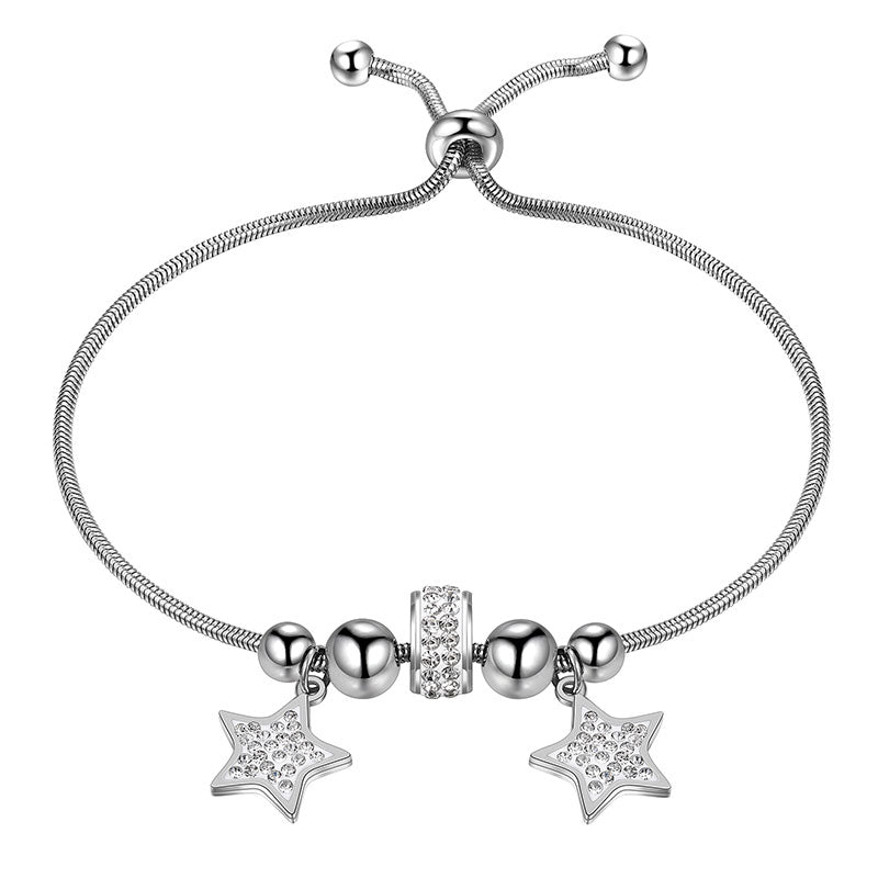 Stainless Steel Charm Bead Lucky Star Link Bracelets for Women - Bracelet - Aurora Tears