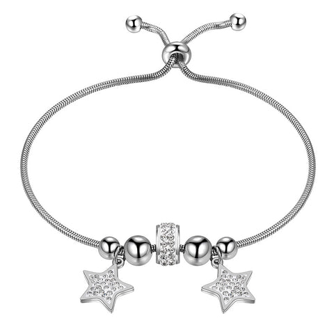 Stainless Steel Charm Bead Lucky Star Link Bracelets for Women - Bracelet - Aurora Tears