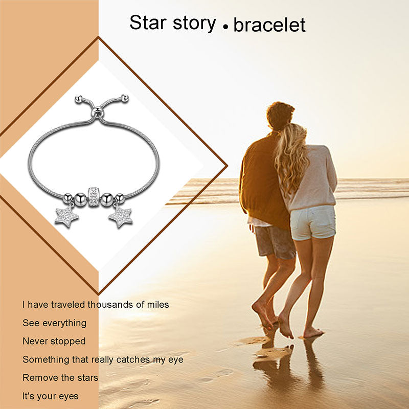 Stainless Steel Charm Bead Lucky Star Link Bracelets for Women - Bracelet - Aurora Tears