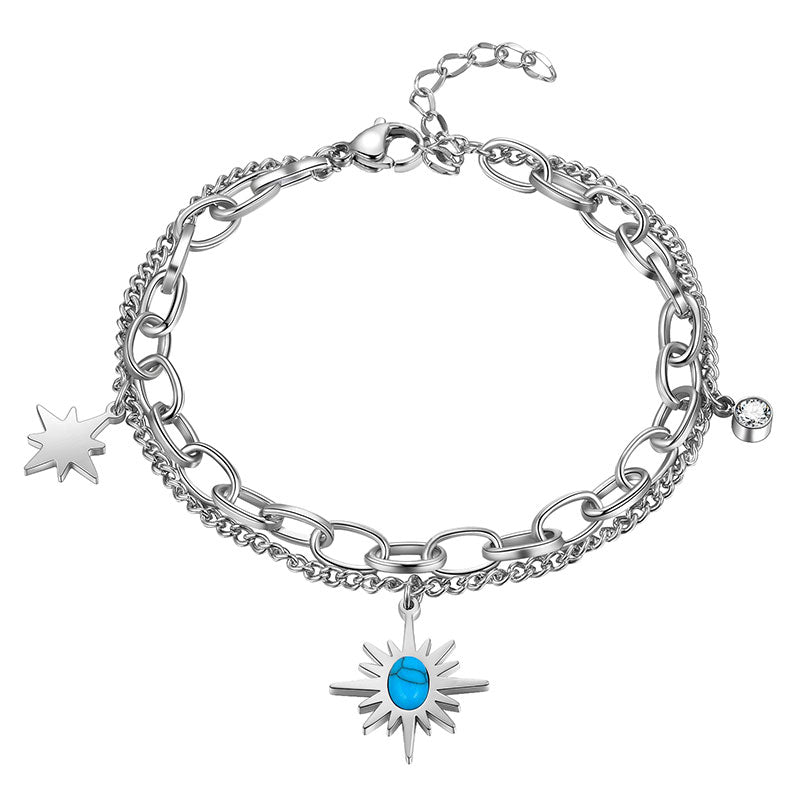 Stainless Steel Sun Star Link Bracelets for Women - Bracelet - Aurora Tears