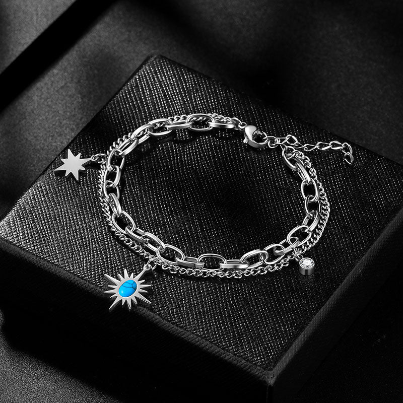 Stainless Steel Sun Star Link Bracelets for Women - Bracelet - Aurora Tears