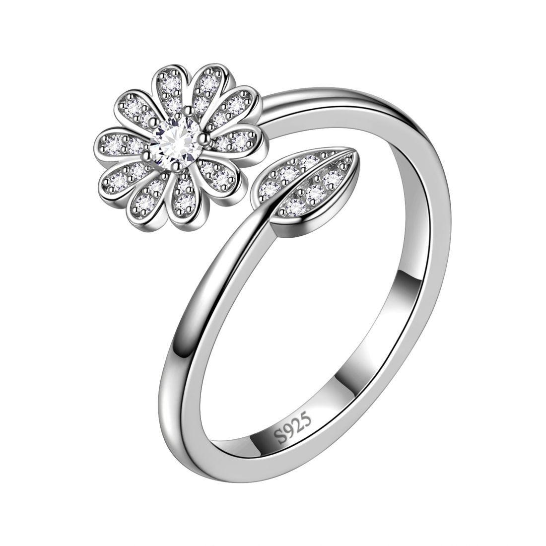Sunflower Daisy Flower Rings 925 Sterling Silver Aurora Tears - Rings - Aurora Tears Jewelry