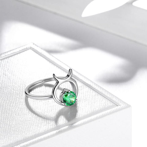 Taurus Ring May Emerald Birthstone Zodiac - Rings - Aurora Tears