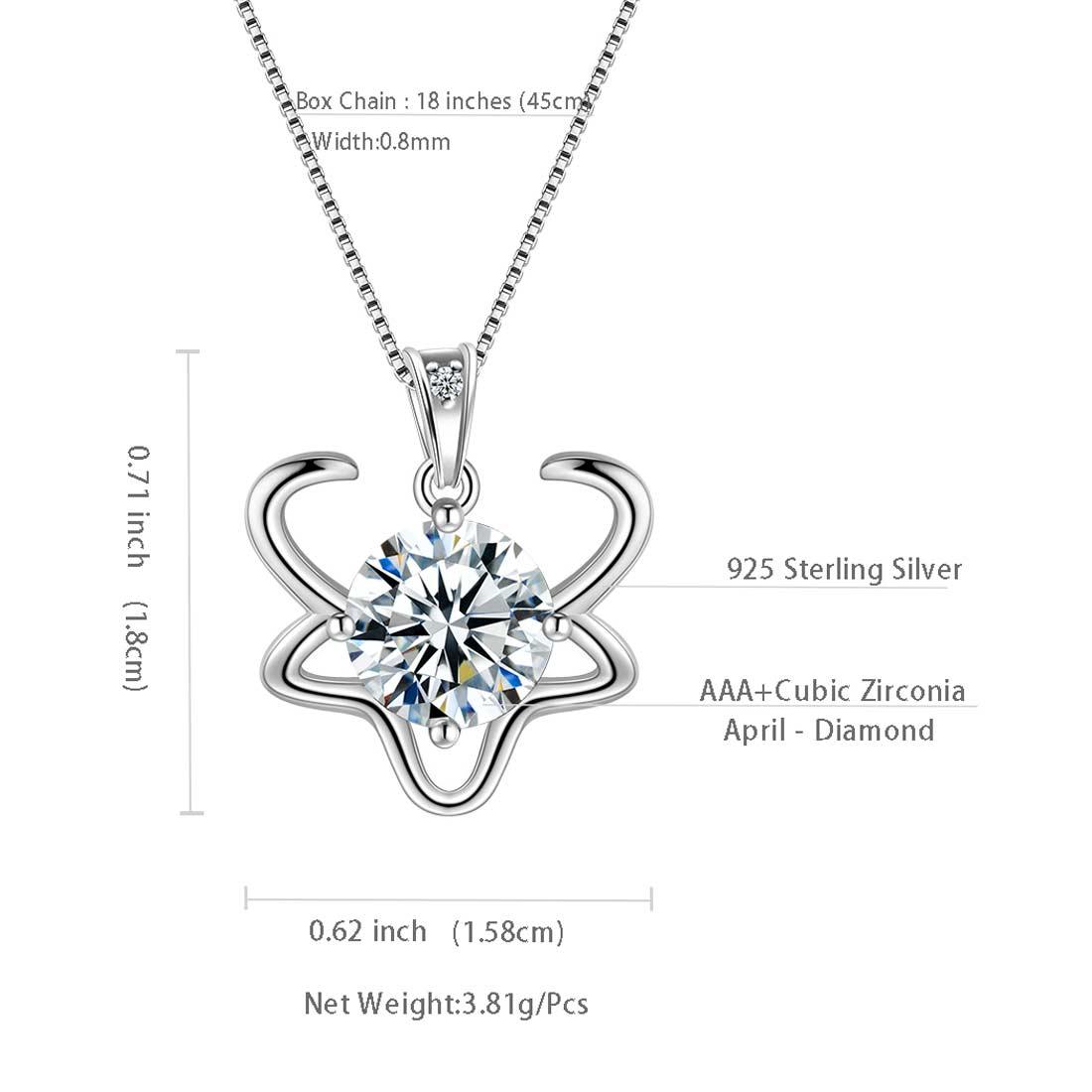 Taurus Zodiac Necklace April Birthstone Pendant Crystal - Necklaces - Aurora Tears