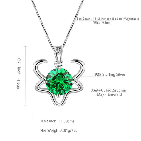 Taurus Zodiac Necklace May Birthstone Pendant Crystal - Necklaces - Aurora Tears