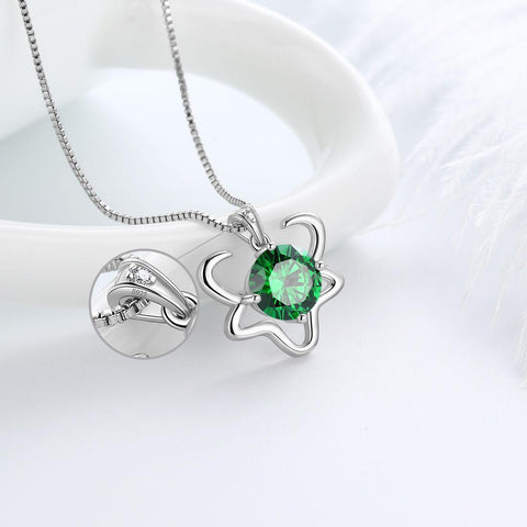 Taurus Zodiac Necklace May Birthstone Pendant Crystal - Necklaces - Aurora Tears