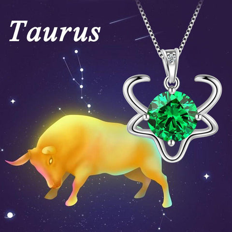 Taurus Zodiac Necklace May Birthstone Pendant Crystal - Necklaces - Aurora Tears