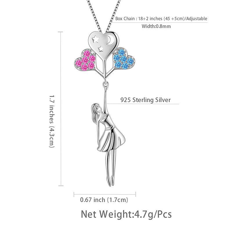Teen Girls Heart Balloon Moon Star Pendant Necklace - Necklaces - Aurora Tears