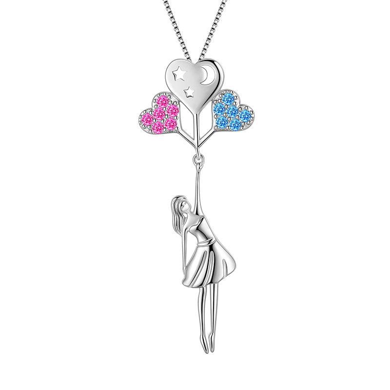 Teen Girls Heart Balloon Moon Star Pendant Necklace - Necklaces - Aurora Tears