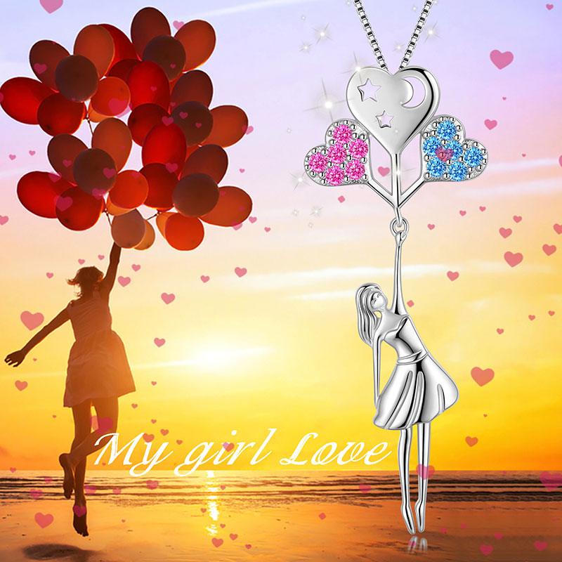 Teen Girls Heart Balloon Moon Star Pendant Necklace - Necklaces - Aurora Tears