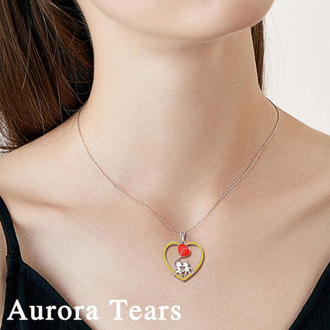 Boy Girl Love Heart Red Balloon Pendant Necklace - Necklaces - Aurora Tears