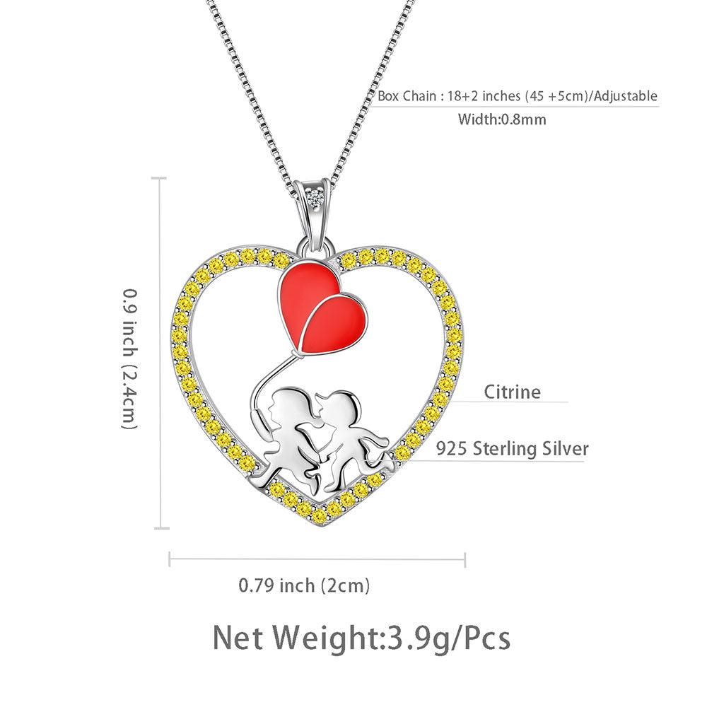 Boy Girl Love Heart Red Balloon Pendant Necklace - Necklaces - Aurora Tears