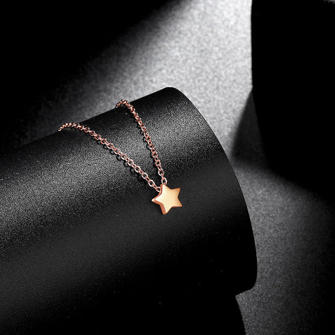 Tiny Pentagon Star Small Necklace Women 316L Stainless Steel - Necklaces - Aurora Tears