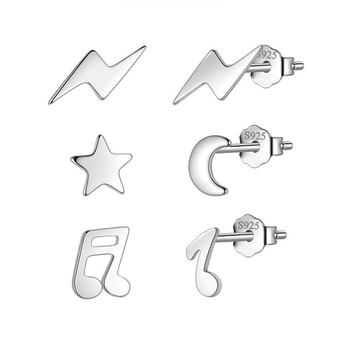 Mini Stud Earrings Set - Star Moon Flash Music Note - Earrings - Aurora Tears